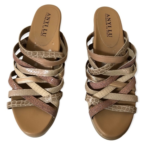 Anyi Lu strappy crisscross wedge sandals - Picture 1 of 7